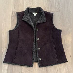 Women’s LL Bean Faux Suede Shearling Vest - Size XL